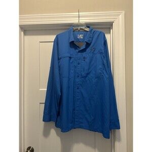 Under Armour Shirt Mens 2XL Blue Offshore Fishing Performance HeatGear Vented LS